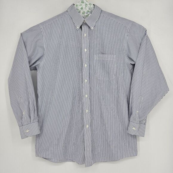 Roundtree & Yorke Shirt Mens 16 1/2 35 Blue Striped EZ Wash Gold Label Business - Picture 1 of 10